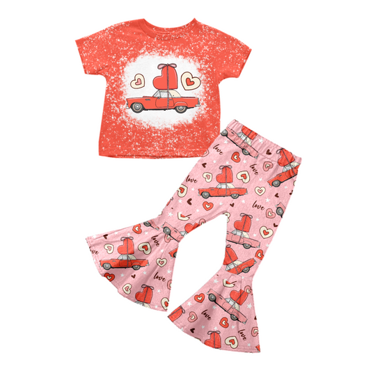 GSPO0376 preorder pink short sleeve car love valentine girl outfit 1123