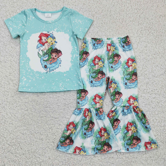 GSPO0393 western cartoon mermaid short sleeves girl outfit 20230105 RTS