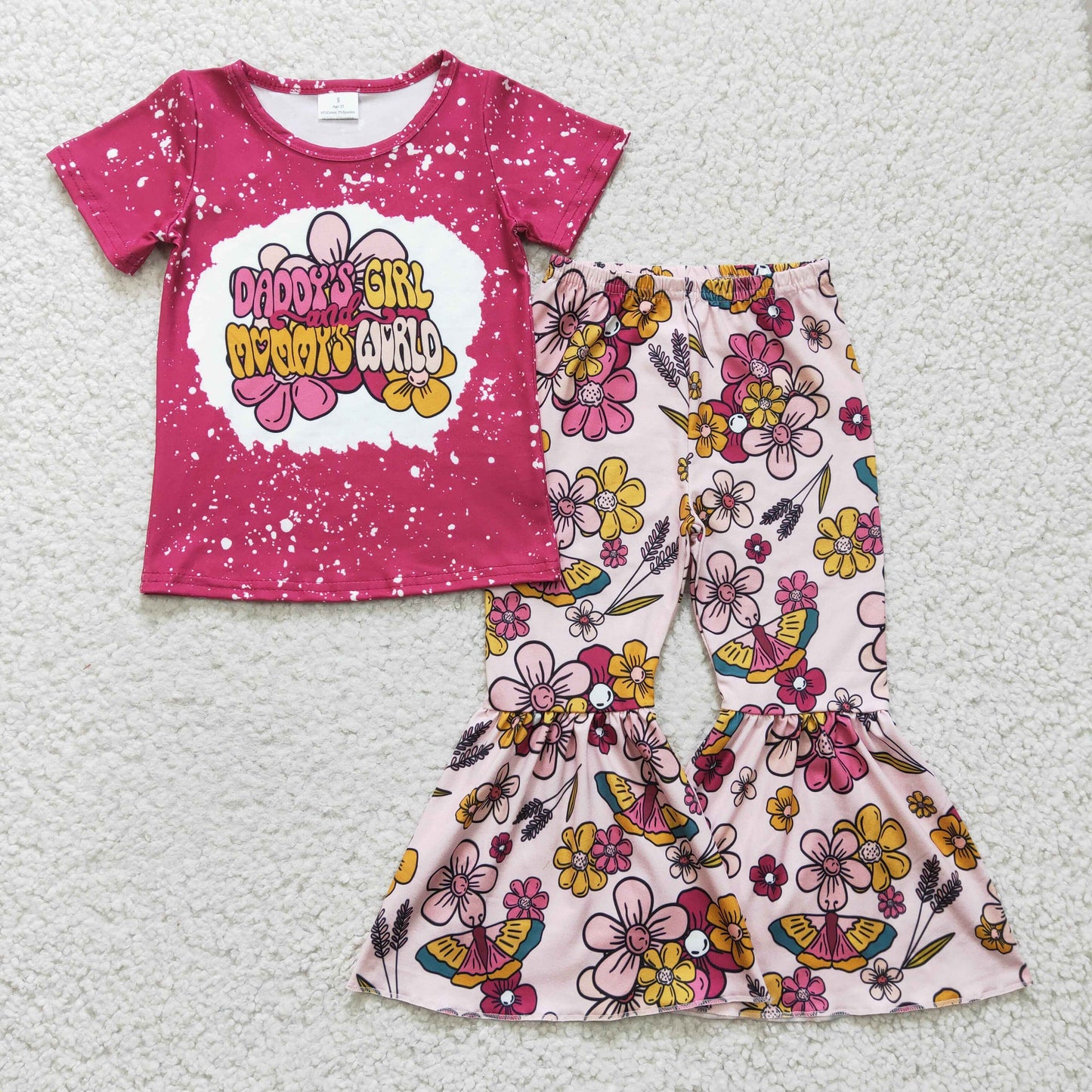 GSPO0414  short sleeve mammys world daddys girl outfit 1226 RTS