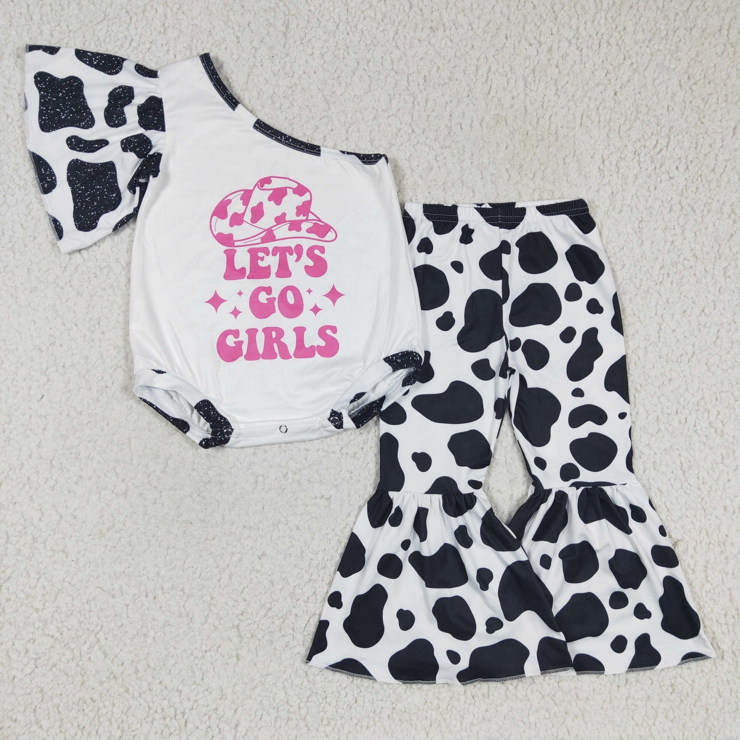 组合GSPO0439 one short sleeve cow romper hat girl outfit RTS 1210