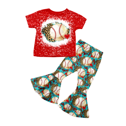 GSPO0441 preorder western baseball love valentine short sleeve girl outfit 1213