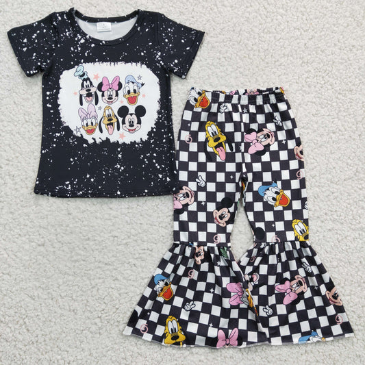 GSPO0445 Cartoon mouse short sleeve bell bottom girl outfits 20230112 RTS