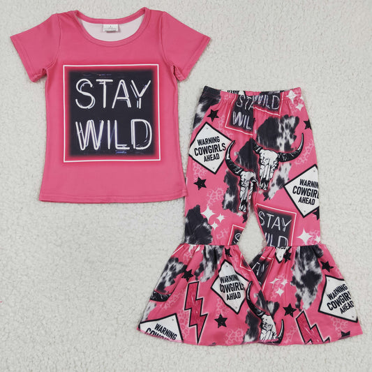 GSPO0446 western stay wild short sleeve bell bottom girl outfits 20230311 RTS