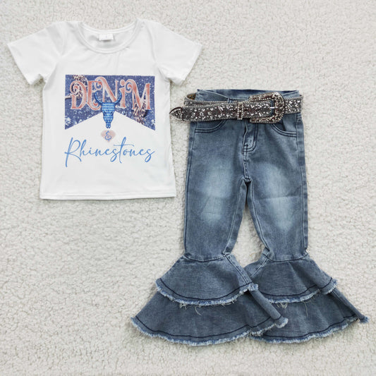 GSPO0454 cow western short sleeve stone denim jeans girl outfit RTS 0230211