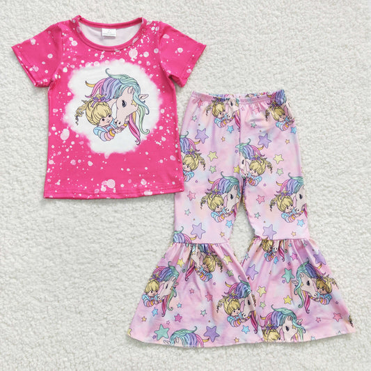 GSPO0465 western unicorn spring short sleeves girl outfit 20230302 RTS