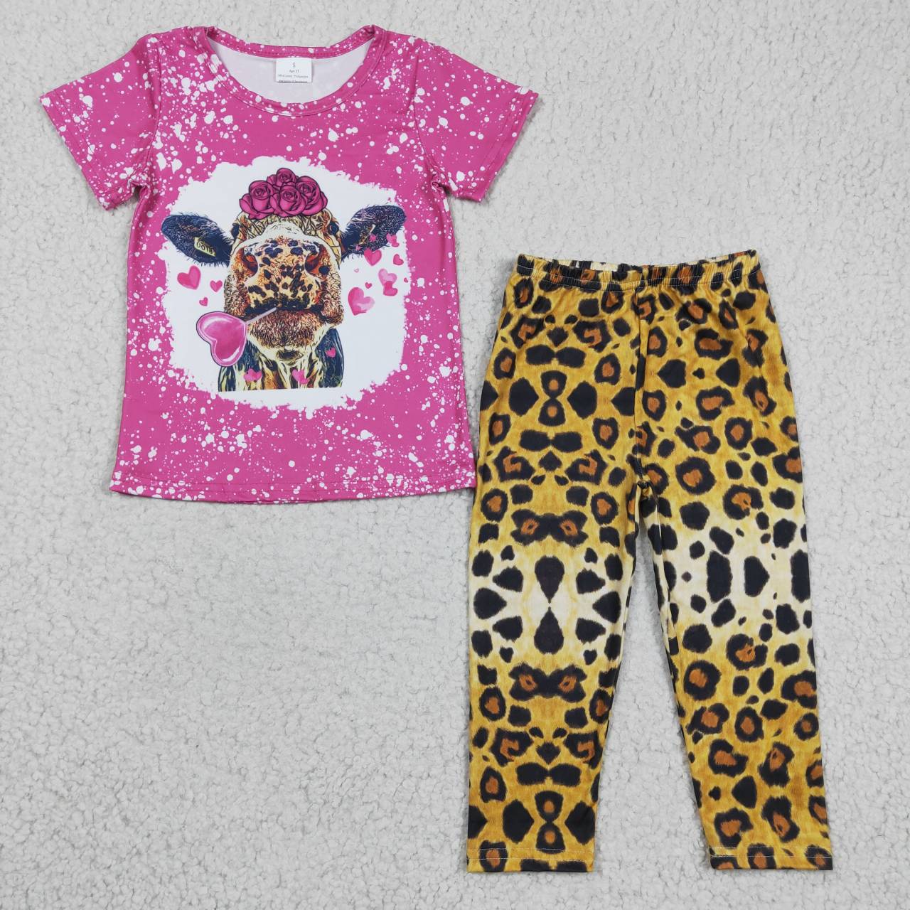 GSPO0476 valentine love short sleeves Leopard girl outfit 1229 RTS