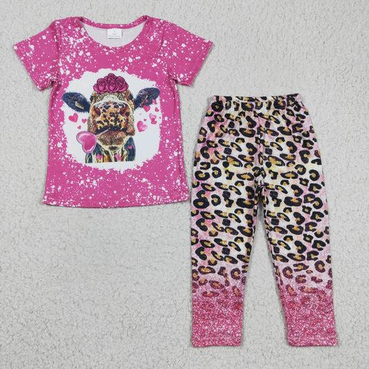 GSPO0477 valentine love short sleeves Leopard girl outfit 1229 RTS