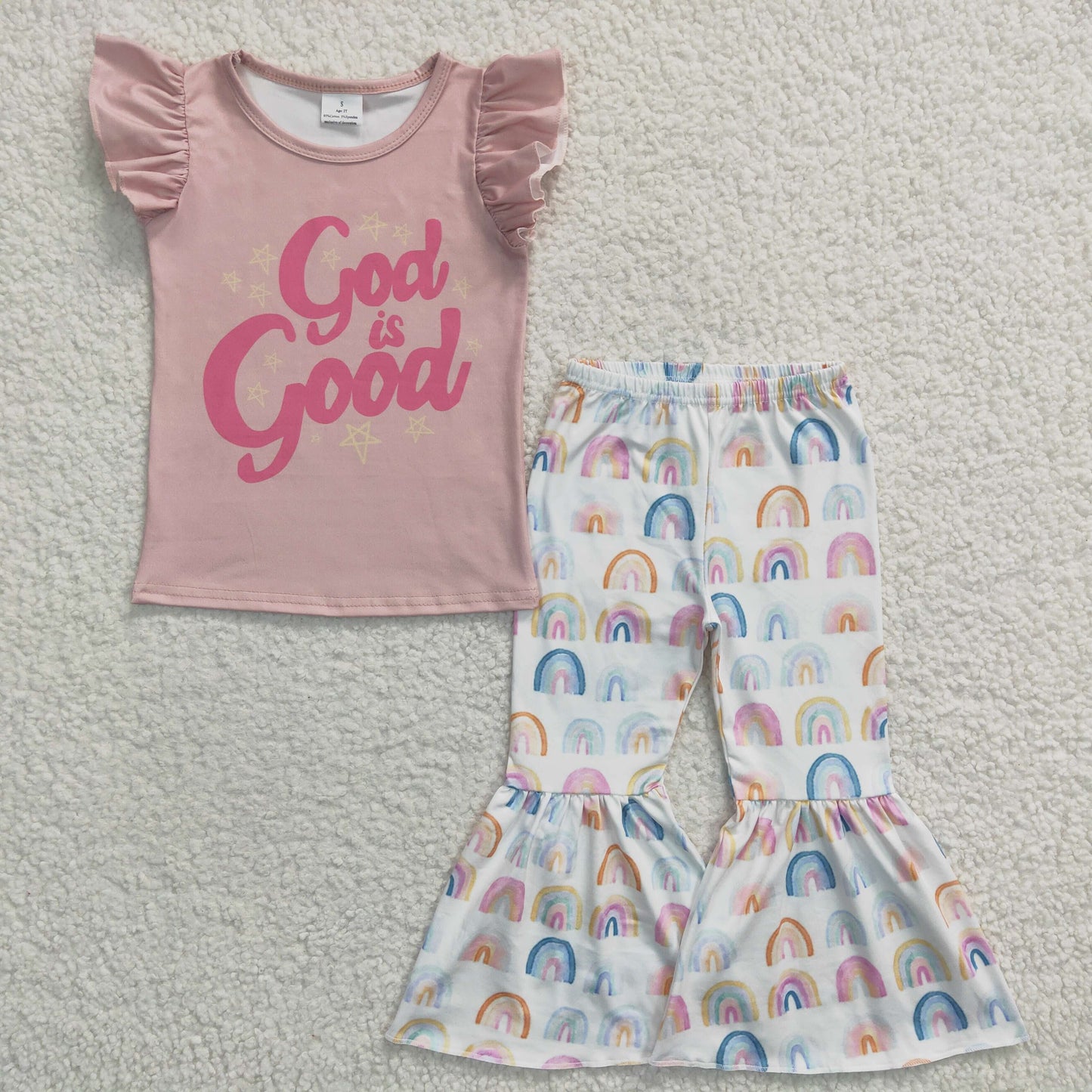 GSPO0479 god is good rainbow western god short sleeve girl outfit 20230315 RTS