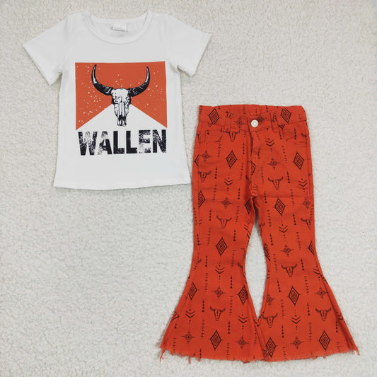 组合GSPO0481 cow wallen western short sleeve denim jeans girl outfit 20230304 RTS