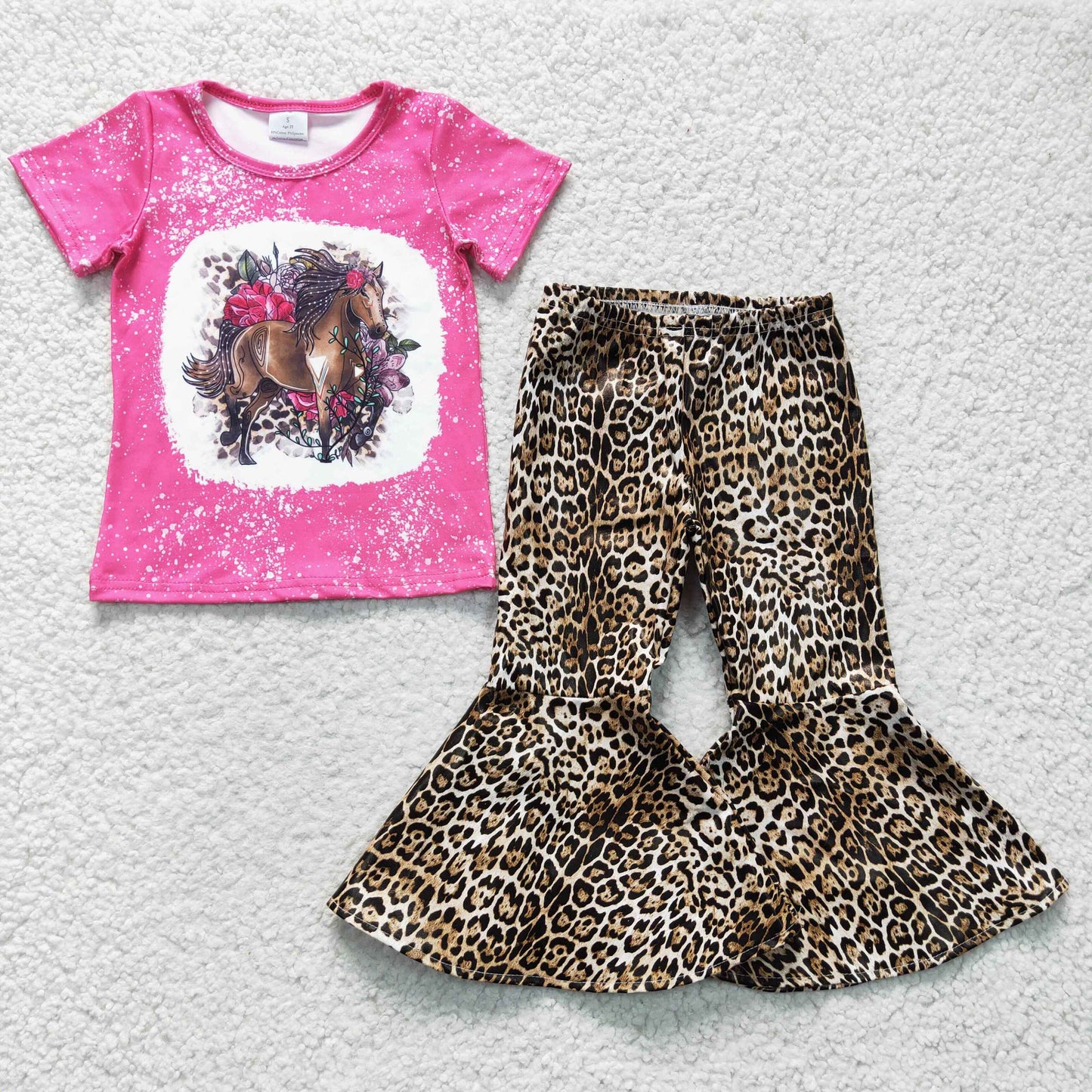 组合GSPO0486 horse flowers leopard leather western short sleeve girl outfit 20230105 RTS