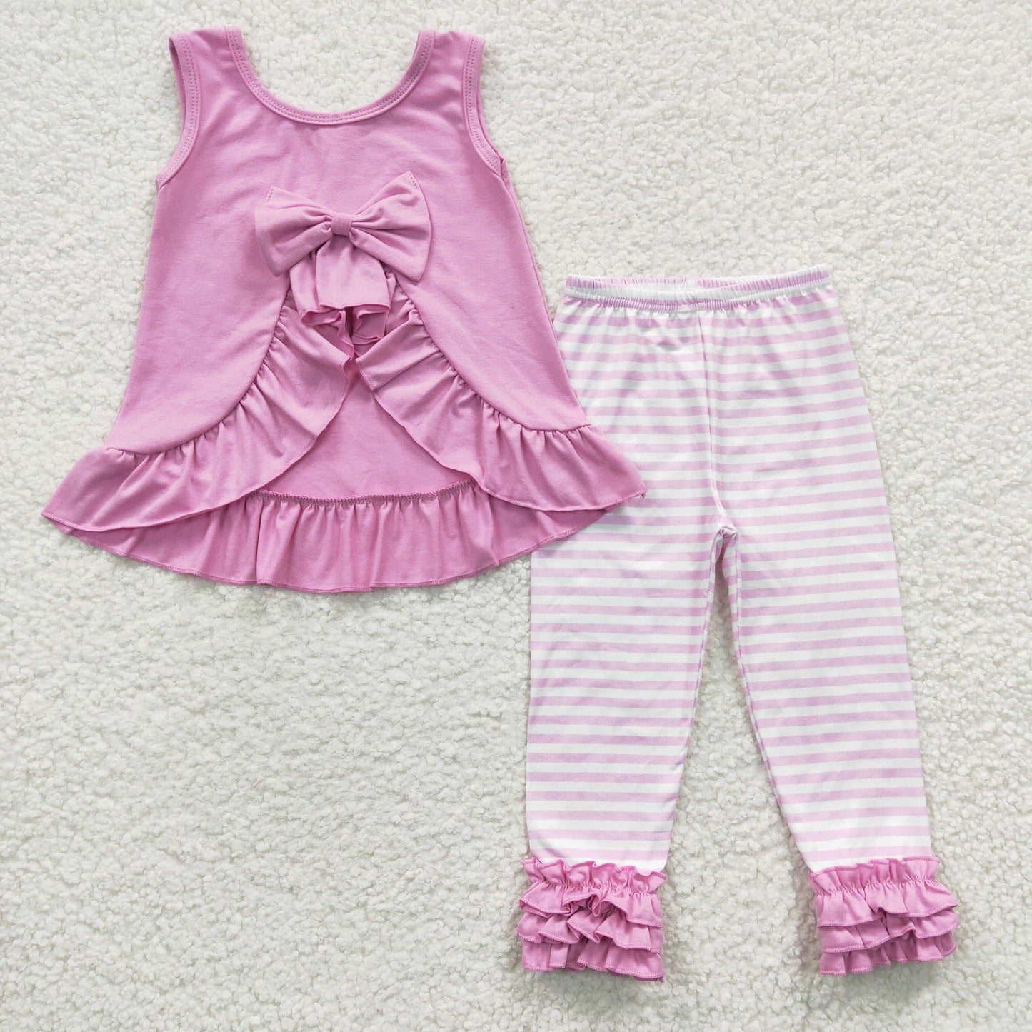 GSPO0507 RTS Bow ruffles short sleeve girl outfit 20230301