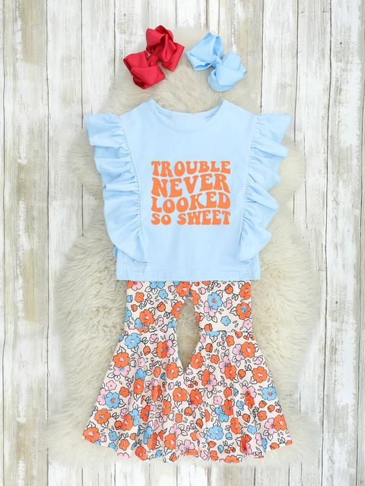 GSPO0539 Trouble flower short sleeve girl outfit 20230412 RTS