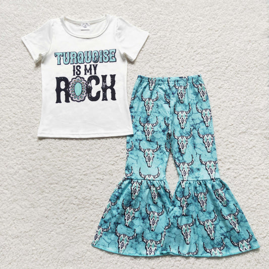GSPO0545 preorder turquoise rich short sleeve girl outfit 20230327 RTS