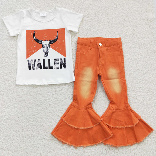 GSPO0546 cow wallen western short sleeve denim jeans girl outfit 20230307 RTS 的副本