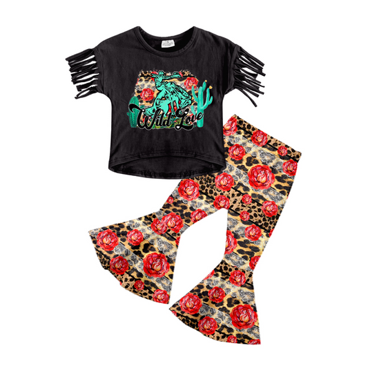 GSPO0558 preorder cow western print short sleeve girl outfit 20230309