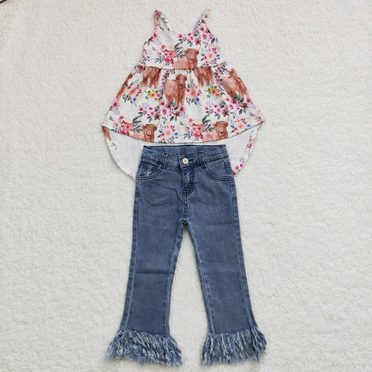 组合GSPO0560 cow western dress short sleeve denim jeans girl outfit 20230314 RTS