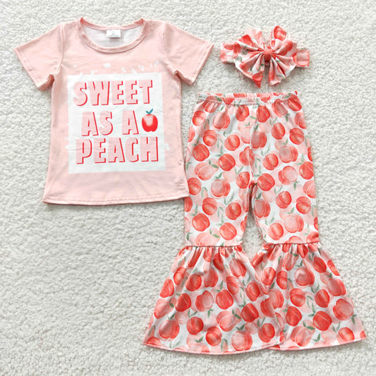 GSPO0569 choose headband pink peaches short sleeve girl outfit 20230407 RTS