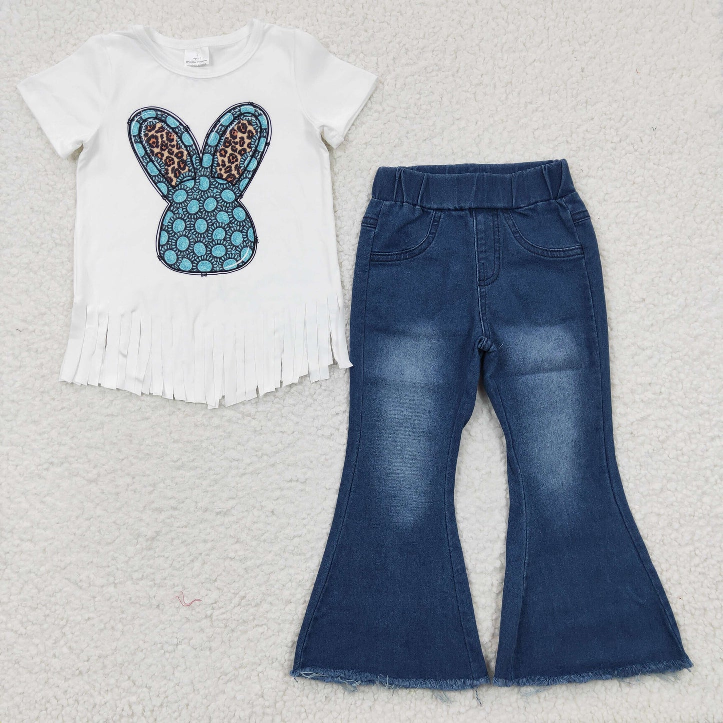 组合GSPO0576 rabbit western short sleeve gem denim jeans girl outfit RTS 20230320