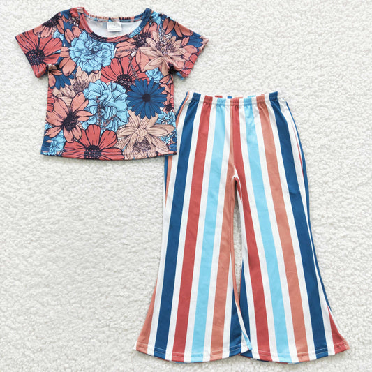GSPO0578 flower short sleeve girl outfit preorder 20230417