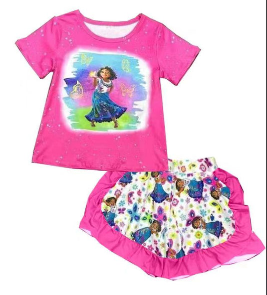 preorder hot pink butterfly ruffle shorts baby summer outfit 0429