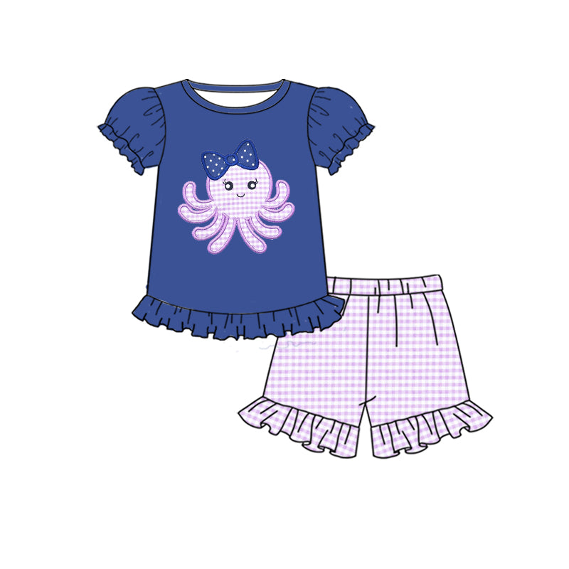 preorder short sleeve octupus summer set girl outfit  1025