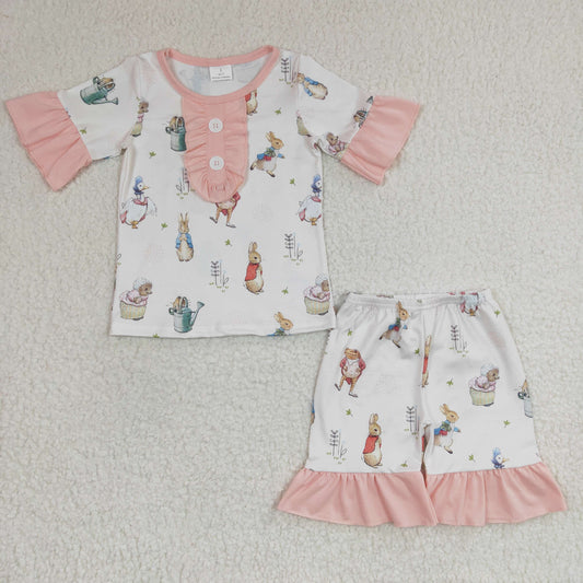 GSSO0155 short sleeve Easter rabbit summer shorts girl pajamas outfit 20230222 RTS