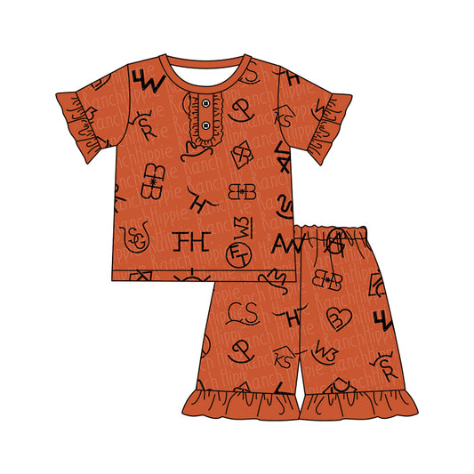 preorder GSSO0162 short sleeve western print summer shorts girl pajamas outfit 20230104