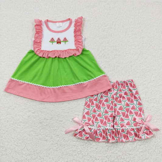 promotion embroidery GSSO0179 short sleeve Easter rabbit summer shorts girl outfit 20230329 RTS