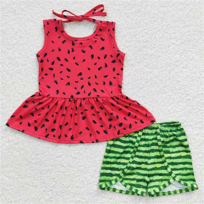 GSSO0192 short sleeve watermelon summer shorts girl outfit 20230323 RTS