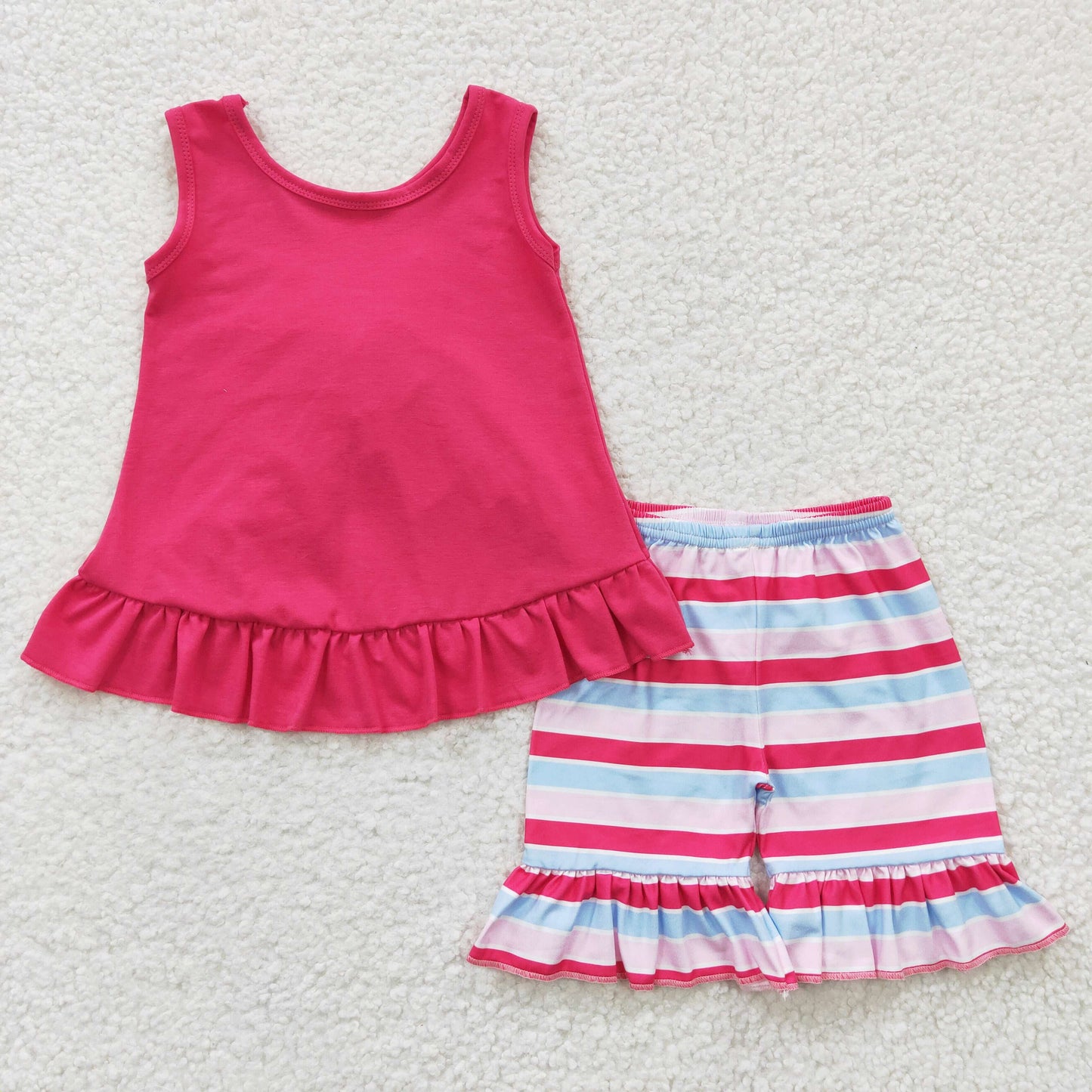 GSSO0209 bow ruffles short sleeve shorts summer girl outfit 20230306 RTS