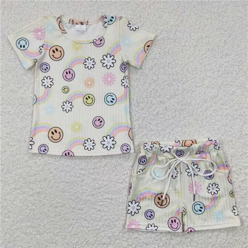 GSSO0229 short sleeve shorts flower summer girl outfit 20230417 RTS