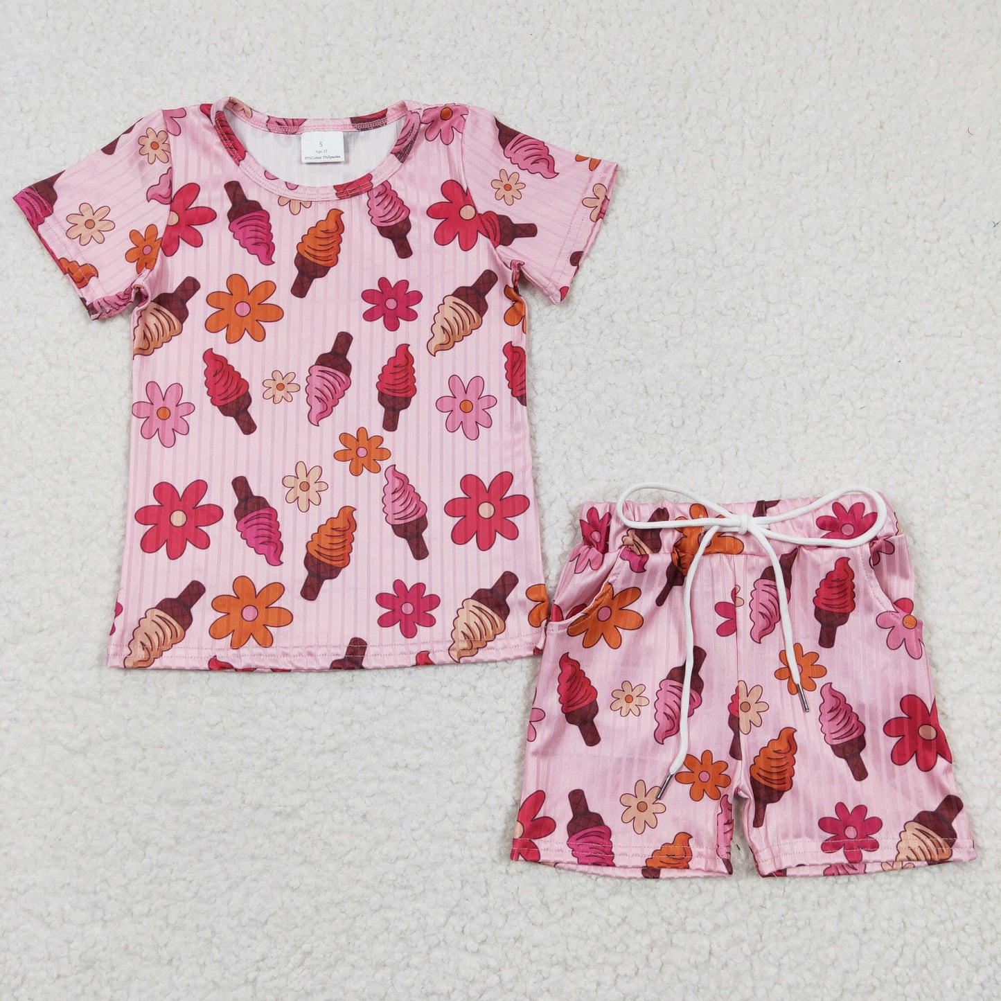 GSSO0230 short sleeve shorts flower summer girl outfit 20230320 RTS