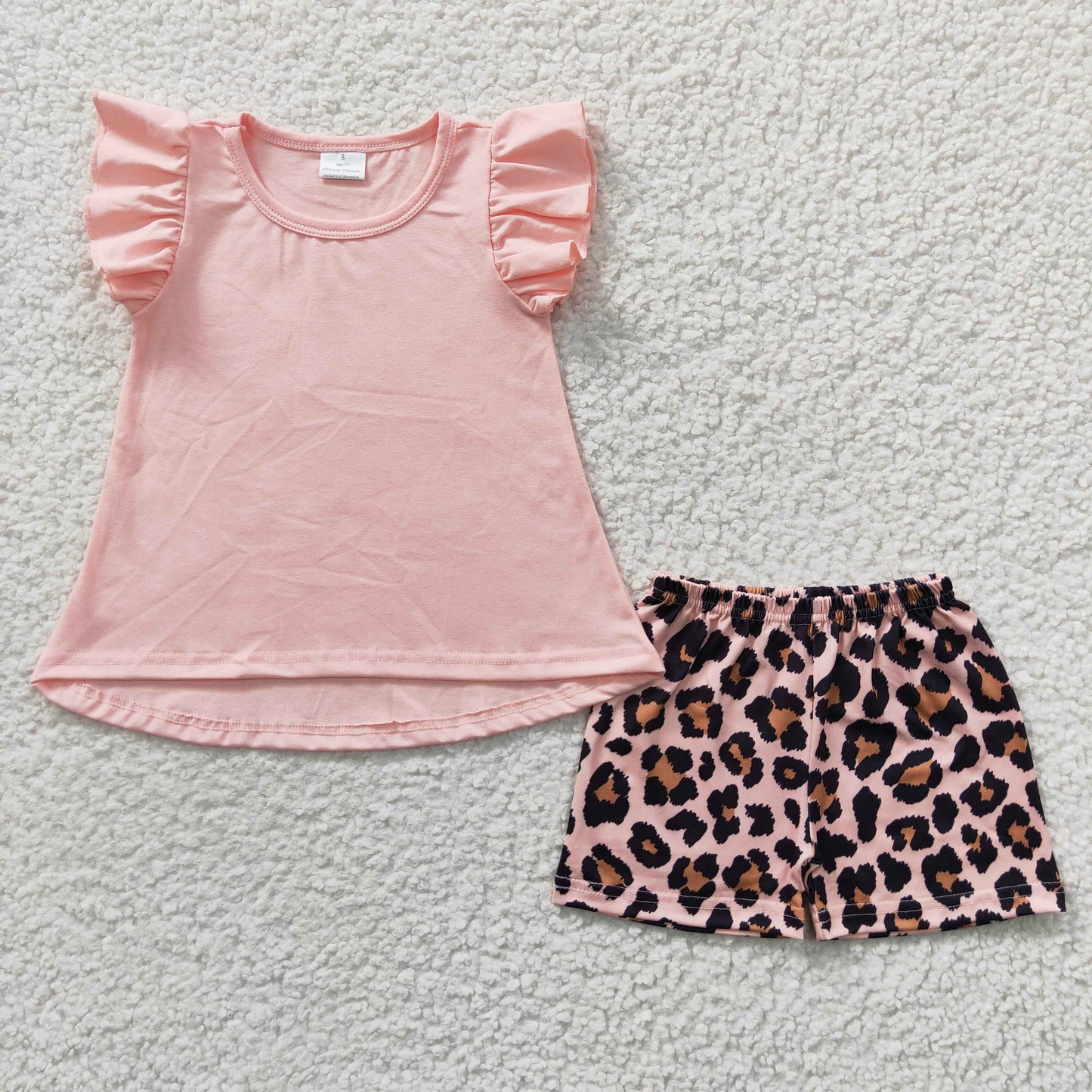 GSSO0246 pink top short sleeve shorts girl summer outfit 20230417 RTS