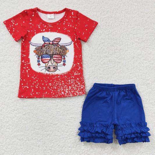 GSSO0250 4th July USA ruffles shorts girl outfit 20230302