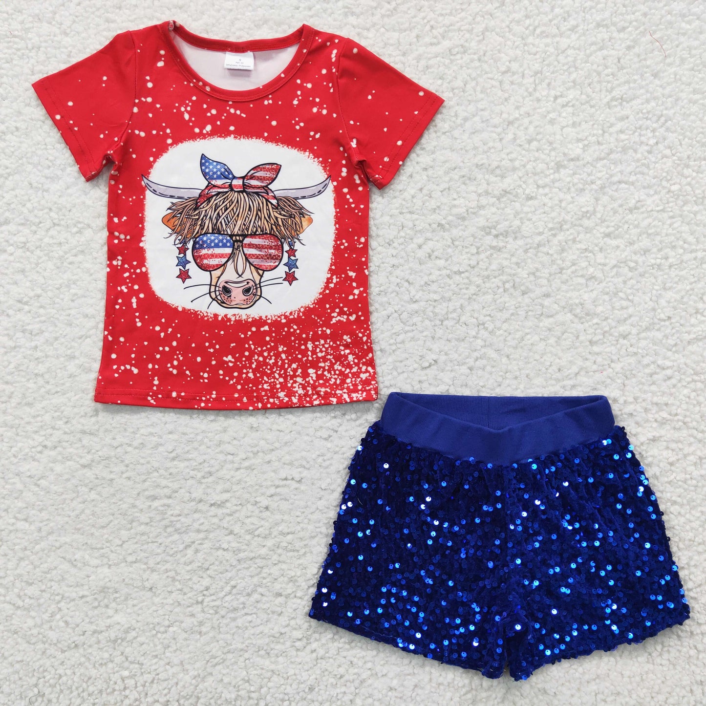 组合GSSO0282 western rodeo blue sequin shorts girl outfit 20230322 RTS