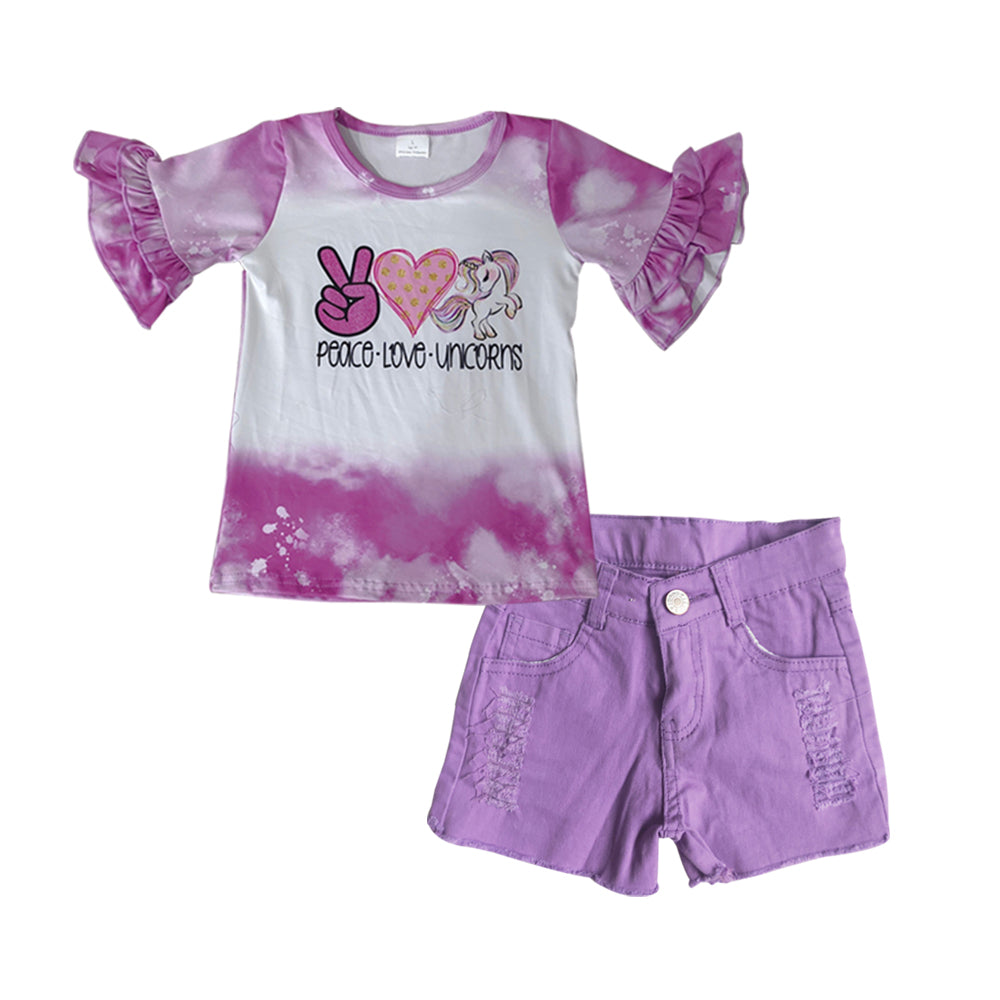 组合GSSO0286 unicorn purple shorts jeans sequin denim girl summer outfit  20230324 RTS