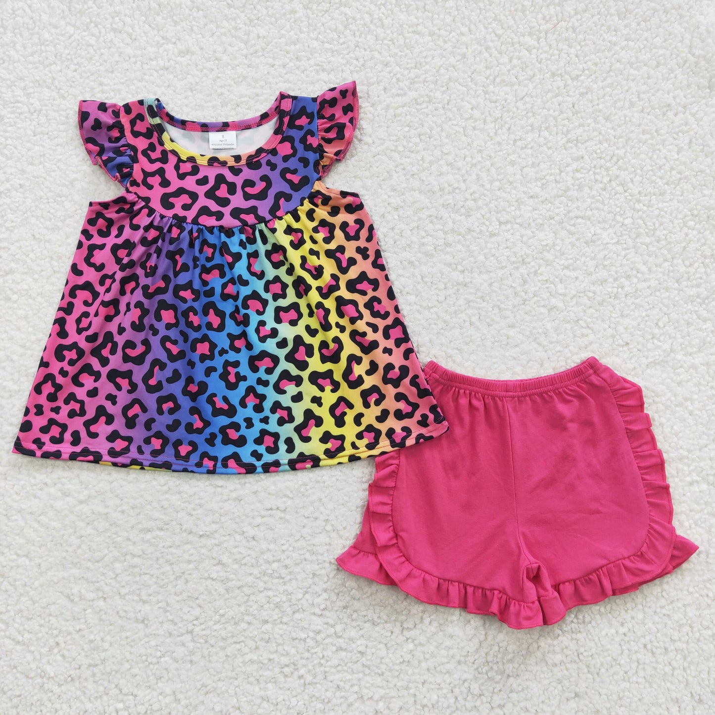 GSSO0299  leopard short sleeve shorts summer girl outfit 20230417