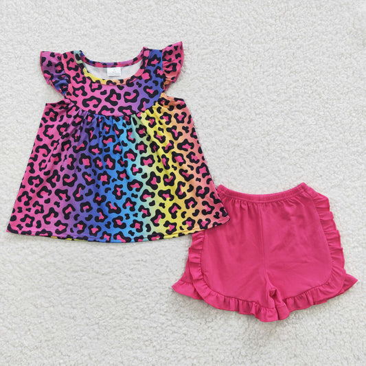 GSSO0299  leopard short sleeve shorts summer girl outfit 20230417