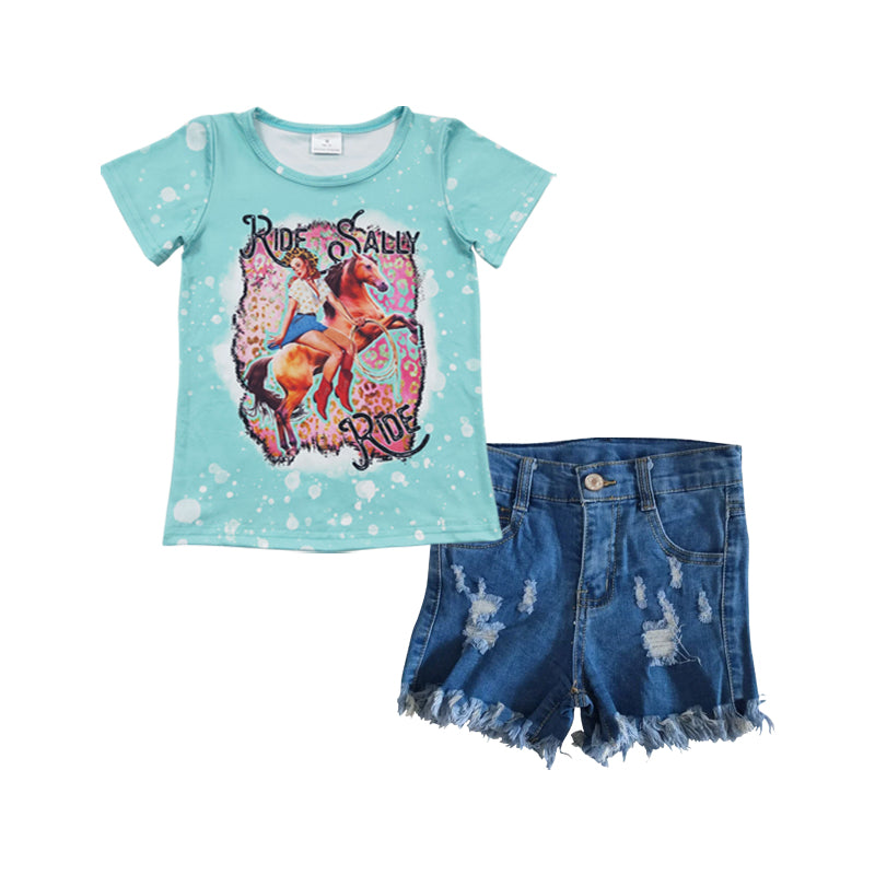 组合GSSO0302 wednesday shorts jeans blue denim girl summer outfit  20230330 RTS