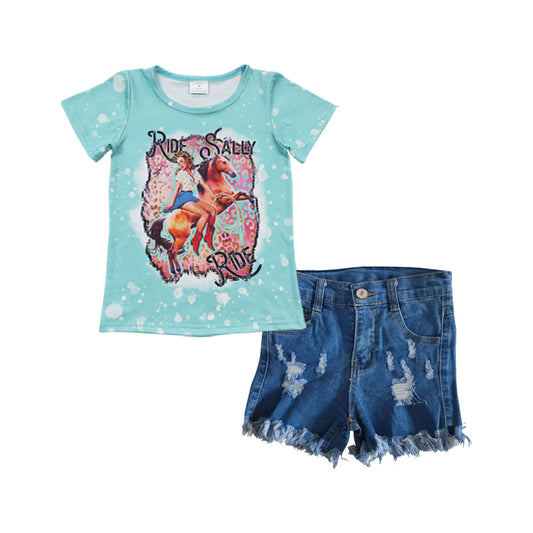 组合GSSO0302 wednesday shorts jeans blue denim girl summer outfit  20230330 RTS