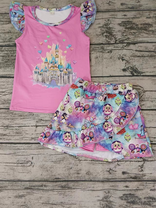 GSSO0325 preorder cartoon carstle mouse short sleeve shorts skirt summer girl outfit 20230415