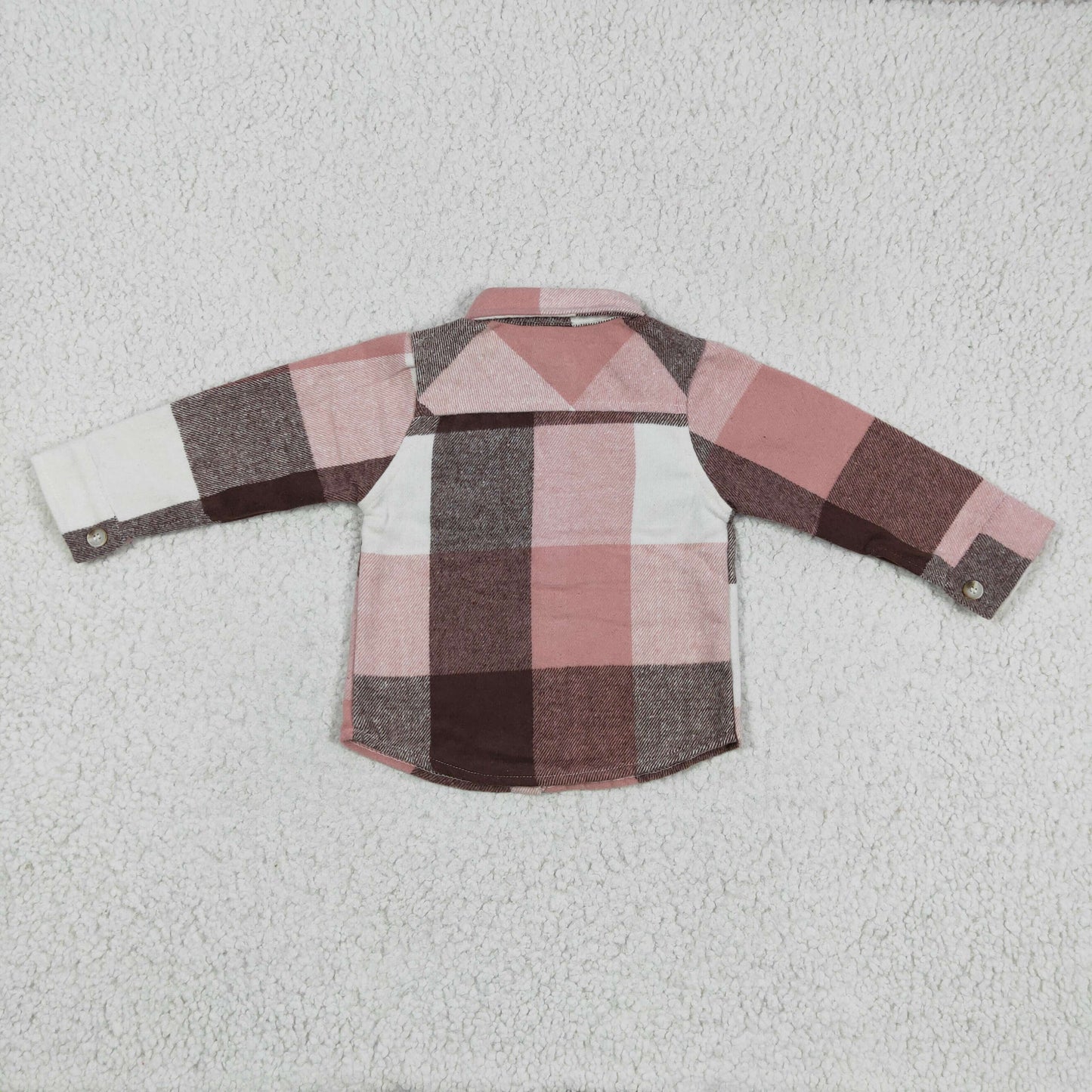 GT0073 RTS pink plaid long sleeve Cotton top boy top shirt 1121