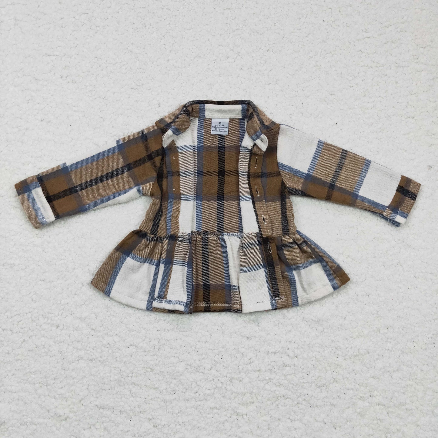 GT0089 red Brown plaid long sleeve Cotton girl dress top shirt 1201 RTS