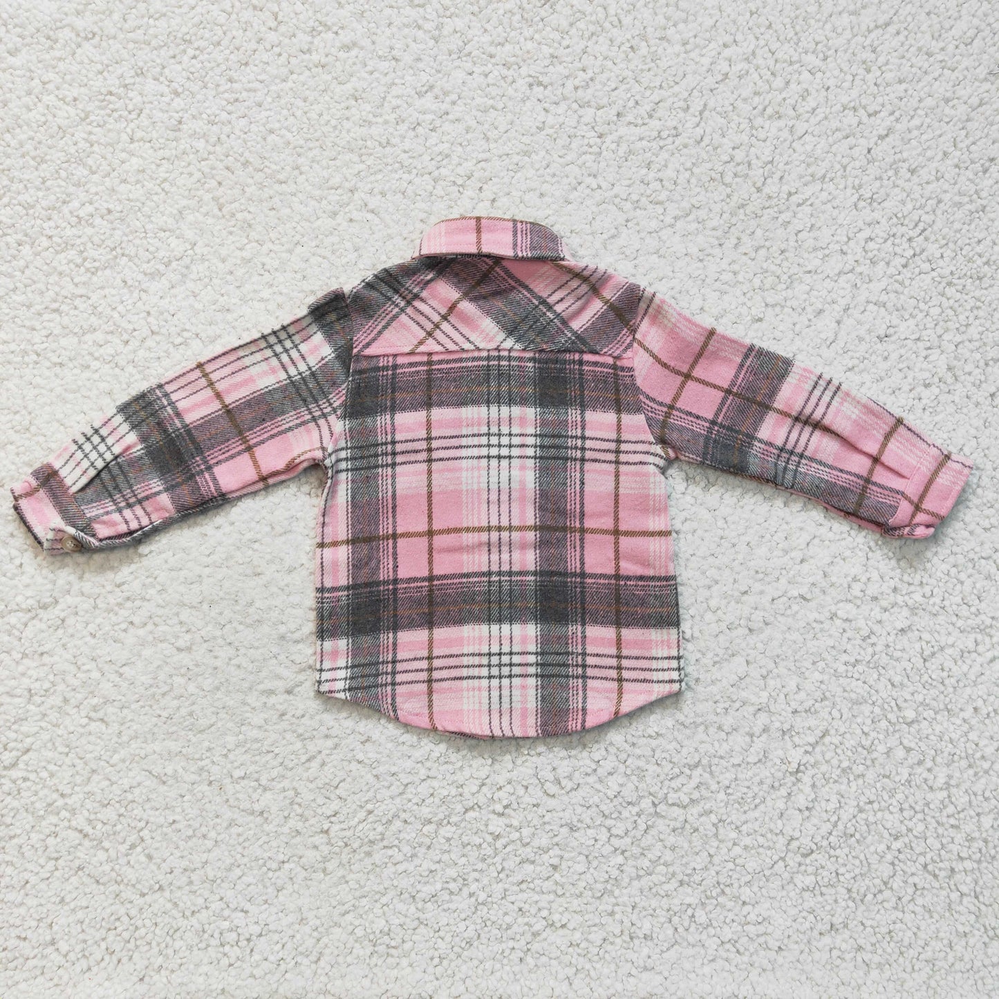 GT0094 pink plaid long sleeve Cotton boy top shirt  RTS 1212