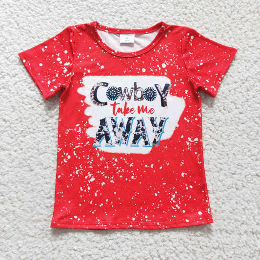 GT0105 COW boy take me away red Short sleeve girl top tee t-shirt 20230102 RTS