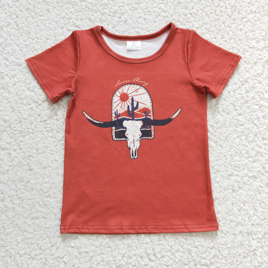 GT0106 COW sun  Short sleeve brown girl top tee t-shirt 20230109 RTS