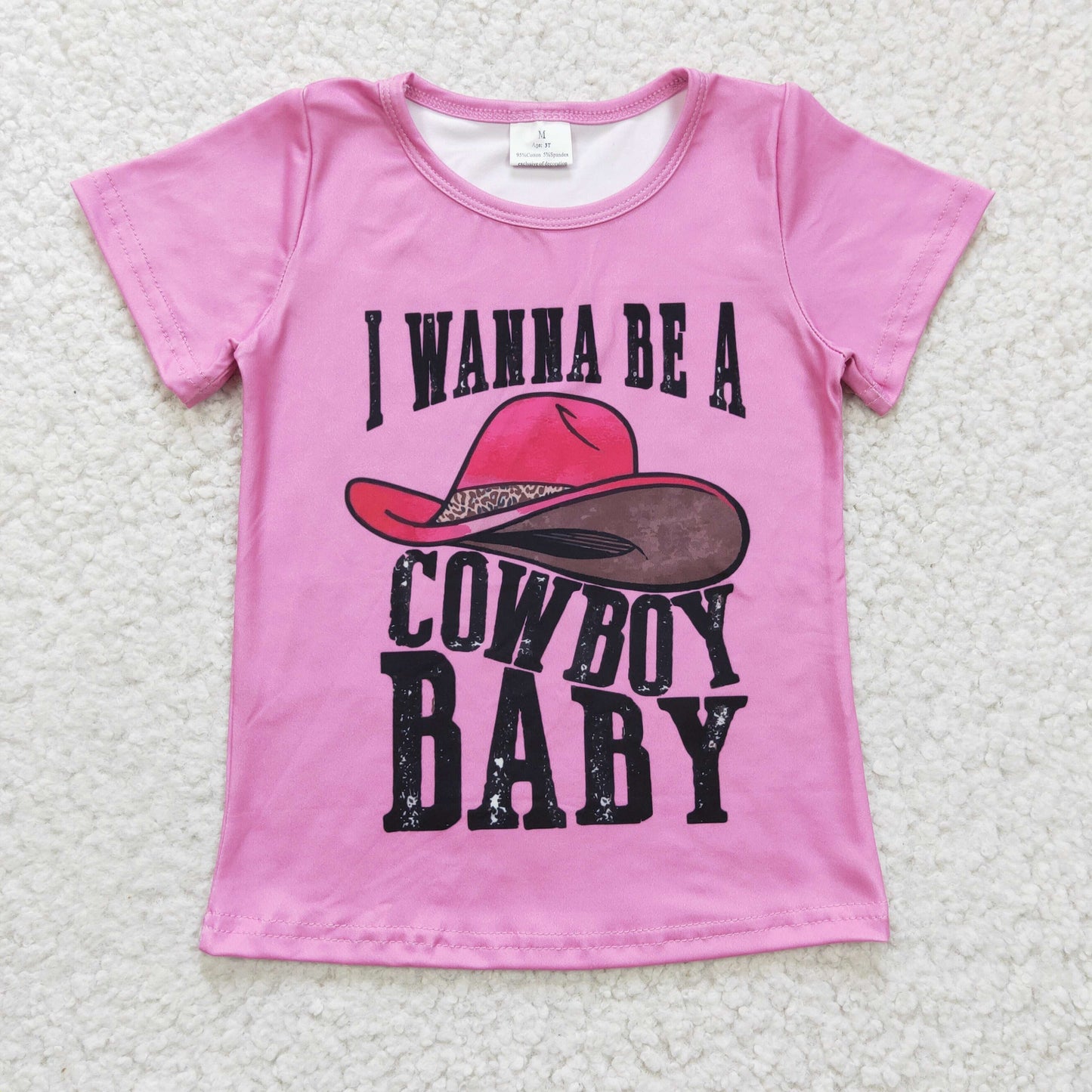 GT0107 COW BOY Hat Short sleeve PINK girl top tee t-shirt preorder 1224 RTS