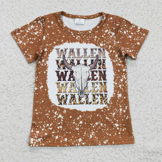 GT0115 willem western kids top cow short sleeve brown girl top tee t-shirt 20230109 RTS