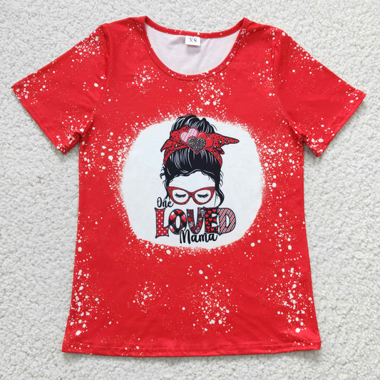 GT0120 Adult MAMA valentine top shirt LOVED red short sleeve top mama & kid RTS 20230104