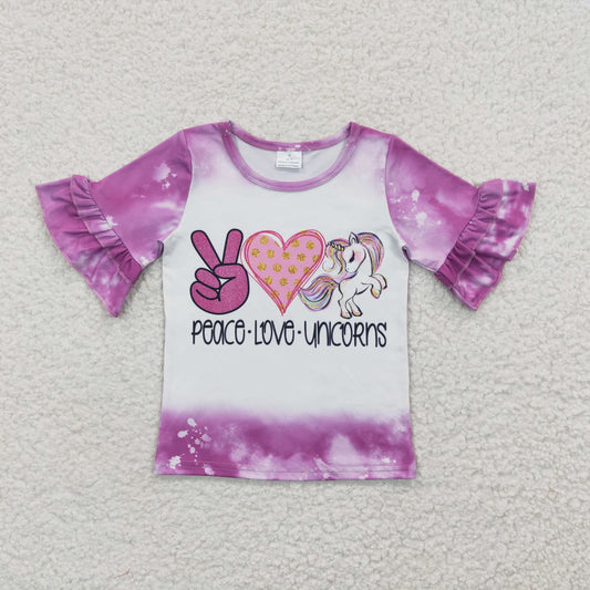 GT0161 peace love unicorn girl short sleeve girl tee t-shirt top 20230324 RTS